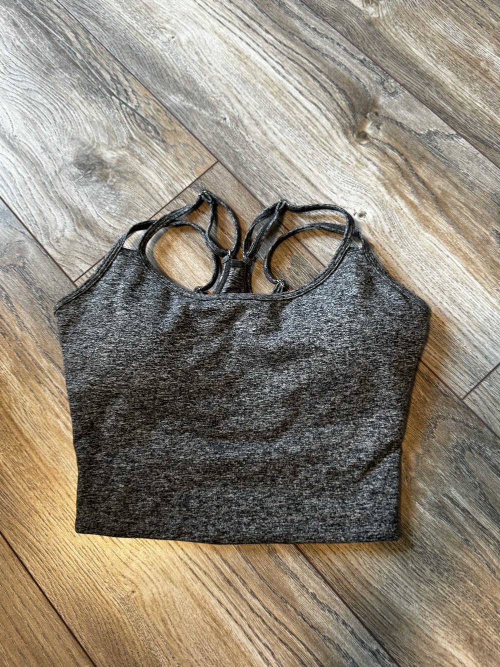 Bombshell Sportswear Charcoal Gray Seamless Racerback Crop Top
